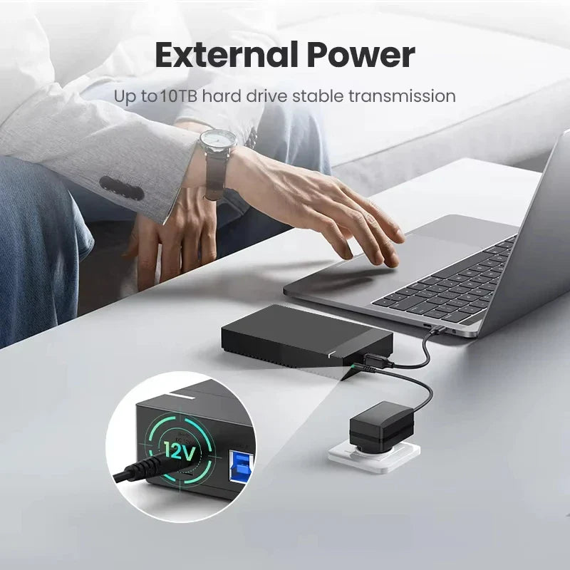 3.5" USB 3.0 to SATA HDD Enclosure — High-Speed External Hard Drive Case, Supports up to 10TB for PC & Laptop