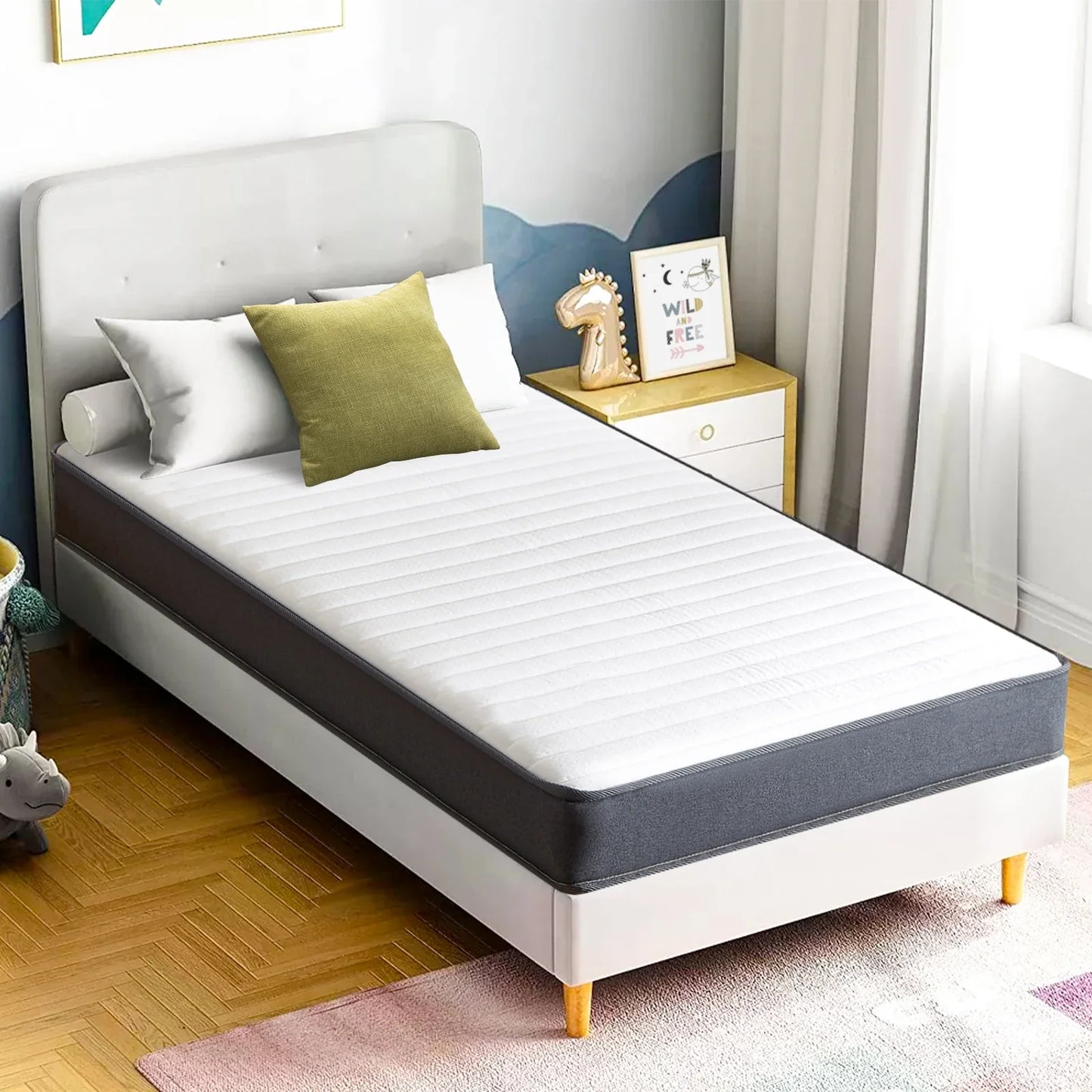 6 Inch Spring Mattress - Gel Memory Foam Hybrid Bed with High-Density Base Foam & Individually Pocket Springs