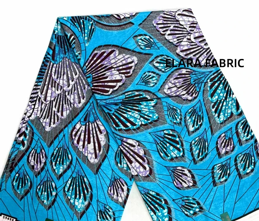 African Golden Glitter Wax Fabric - Soft Cotton Ankara Batik Print Material for Uniforms