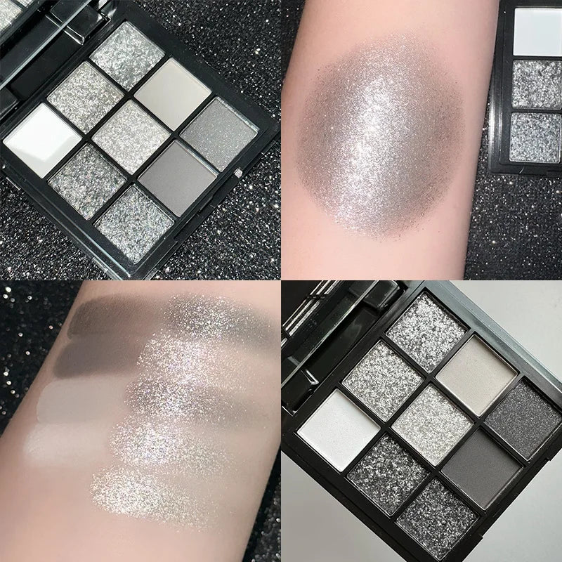 9-Grid Eyeshadow Palette – Glitter, Pearlescent, Matte, Shimmer Long-Lasting Eye Makeup for Women