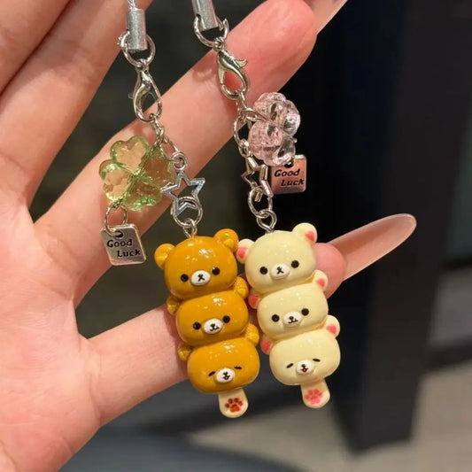 Cute Bear Phone Charm - Kawaii Anime Keychain Accessory for Phone, Keys, Schoolbags & AirPods
