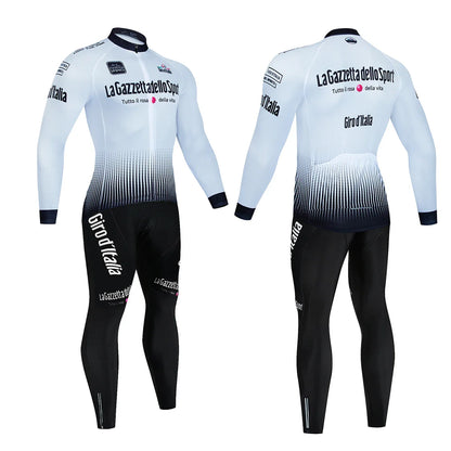 Tour De Italy D'ITALIA Cycling Clothes – Men's Fleece Jersey & Bib Pants Sports Set, Bicycle Uniform Costume