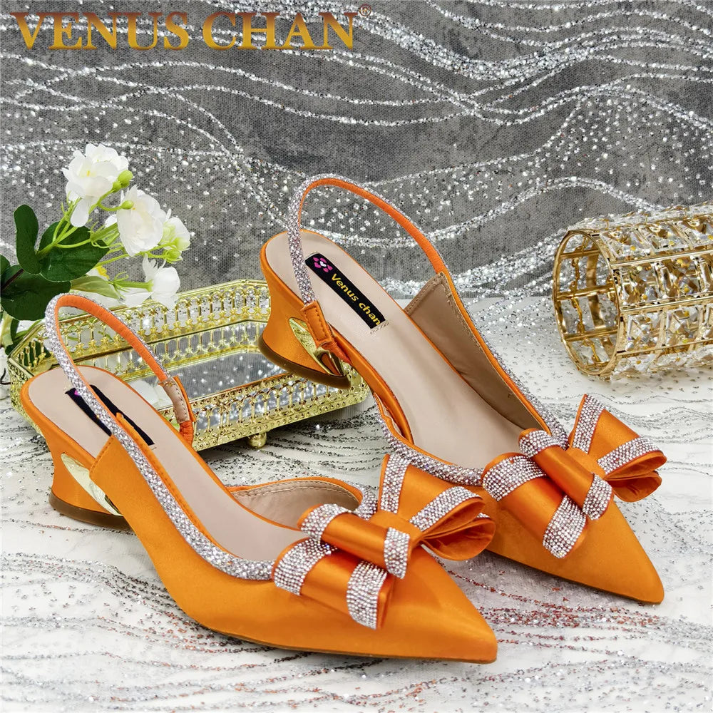 Elegant African High Heel Sandals - Chain Decor Wedding Pumps for Women’s Party & Formal Wear