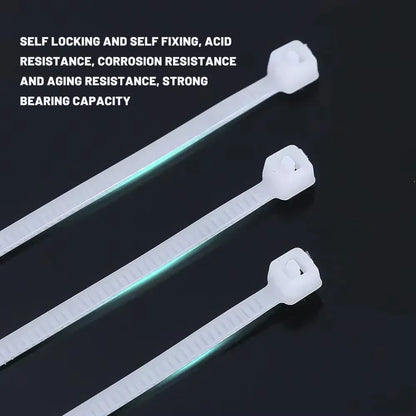 100PCS Nylon Cable Ties - Self-Locking Adjustable Wire Zip Ties for Home Office Cable Management