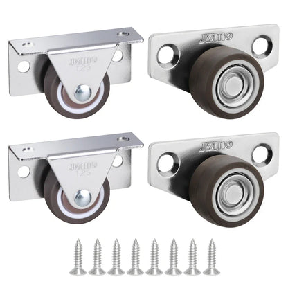 4Pcs Silent Rubber Casters | Low Profile Drawer Wheels for Furniture, Kitchen Cabinets, Tables, Side Installation Replacement