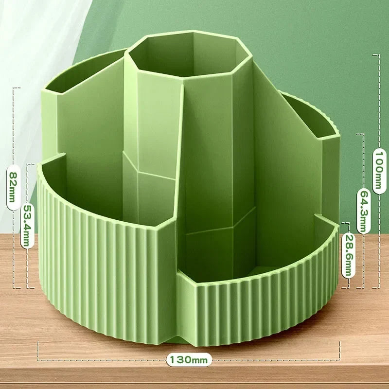 360° Rotating Desk Organizer - 5 Slot Stationery Storage Box for Pencils Pens Office and School Supplies