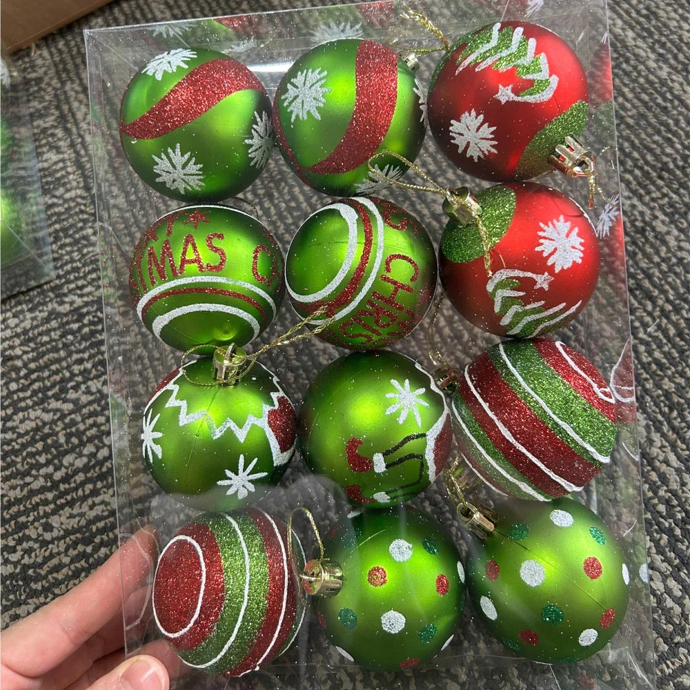 12PCS 6cm Christmas Ball Ornament Set – Festive Decorations for Tree, New Year, Wedding & Spring Festival Party Scenes