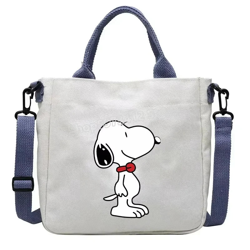 Snoopy Cartoon Canvas Tote Bag – Large Capacity Shoulder Crossbody Bag for Girls, Students & Gift