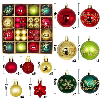 Christmas Ball Ornament Set – Large Xmas Tree Hanging Pendants with Snowflake Design for Home Decor & 2025 New Year Party Gifts