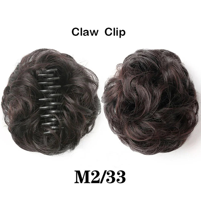 Sunslymei Synthetic Hair Bun Clip-in – Curly Messy Chignon Ponytail Hairpiece Scrunchie Extensions for Women