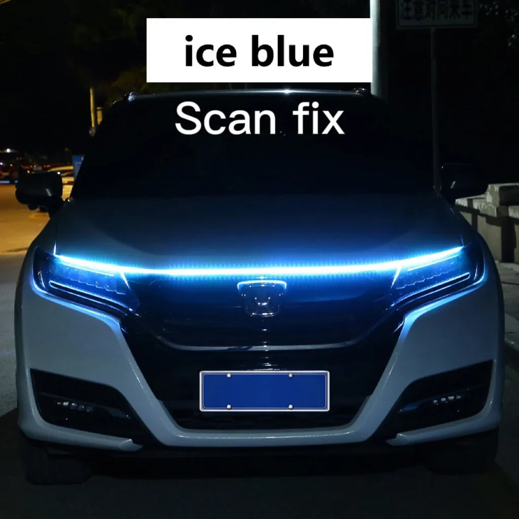 RXZ LED Car Hood Running Light - 12V Dynamic Scan DRL Decorative Ambient Lamp