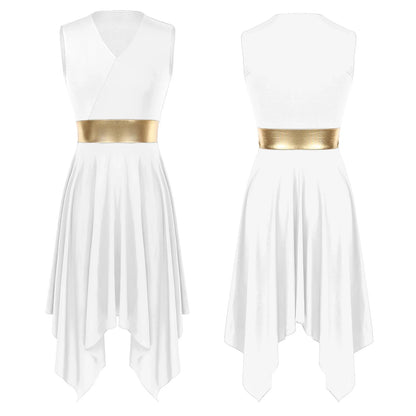Women’s Liturgical Praise Dance Dress - Irregular Hem Modern Ballet Costume for Choir & Worship Performances