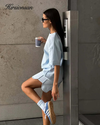 Women’s Soft Cotton Two-Piece Set 2026 – Short Sleeve T-Shirt & High Waist Shorts Casual Solid Tracksuit Loungewear Outfit