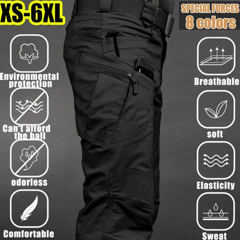 Men's Tactical Cargo Pants - 6XL Plus Size Waterproof Multi-Pocket Outdoor Hiking & Fishing Trousers