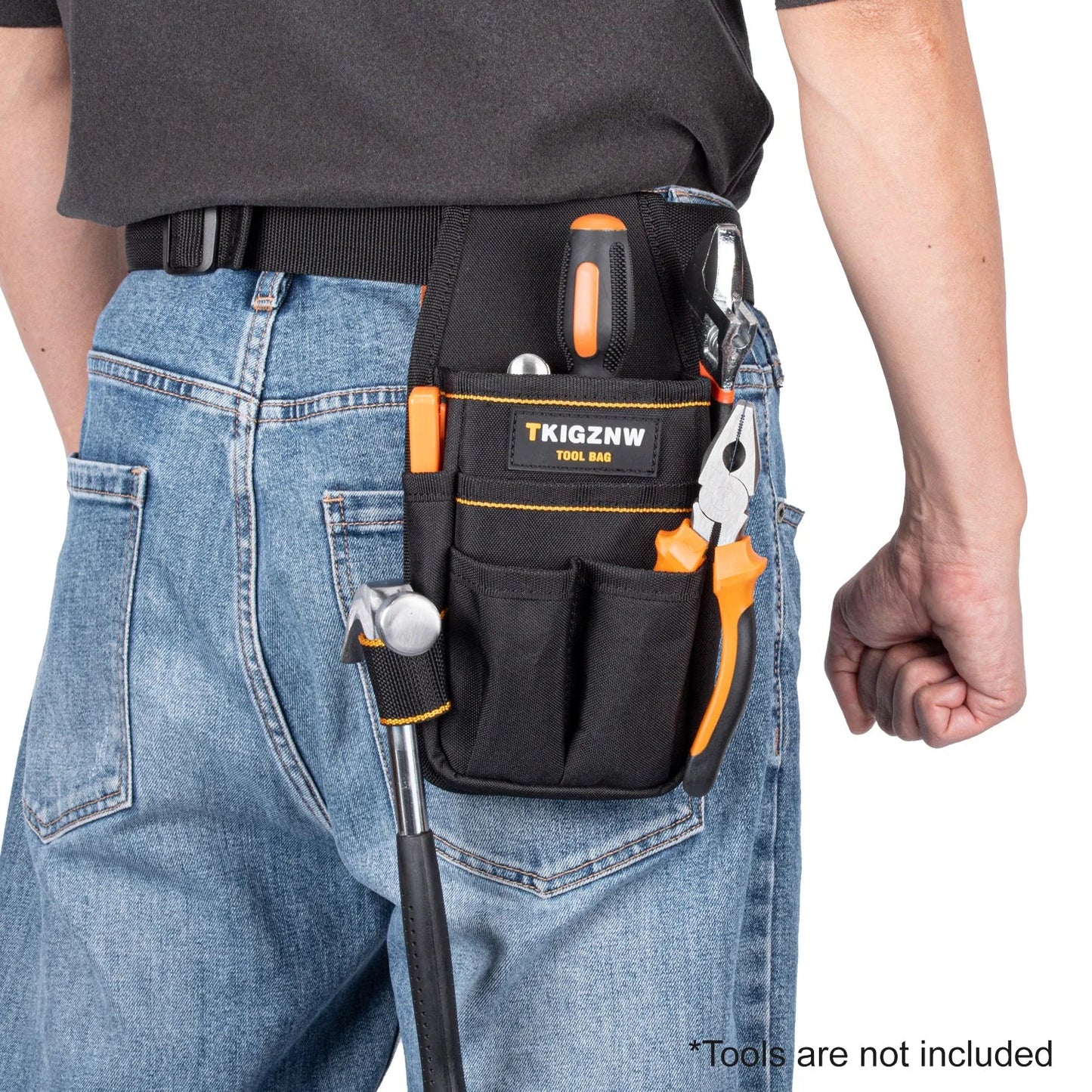 TKIGZNW Heavy-Duty Pocket Tool Pouch - 6-Pouch Electrician Tool Belt with 9 Screwdriver Loops & Adjustable Belt
