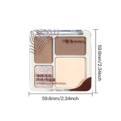 3D Face Contour Palette - Four Color Highlight & Matte Sculpting Makeup for Long-Lasting Brightening Definition