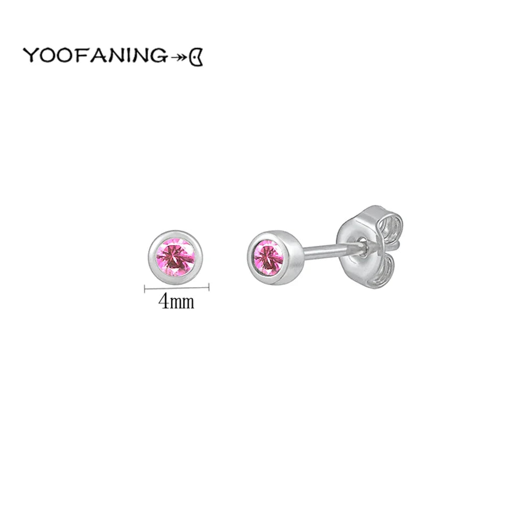 925 Sterling Silver Ear Needle Earrings – Simple Circular Gold & Silver Studs for Women Jewelry (Multiple Sizes)