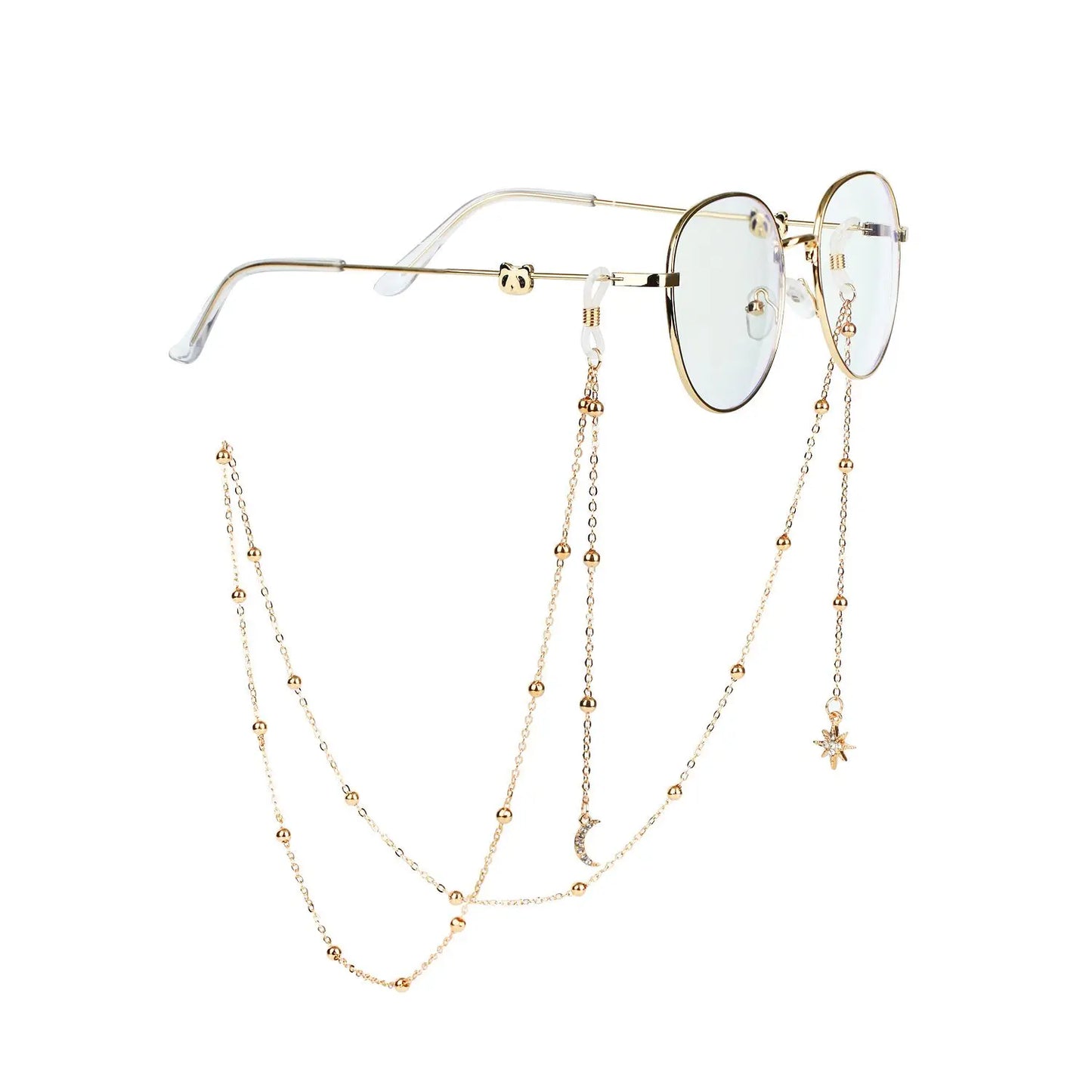 New Fashion Women's Eyeglass Chain - Hollow Star & Pearl Beaded Lanyard for Sunglasses & Reading Glasses, Neck Strap Holder