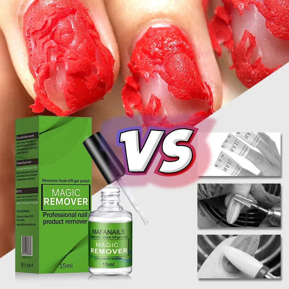 MAFANAILS 15ml Magic Nail Gel Remover - Fast UV Gel Polish Remover for Semi-Permanent Manicure