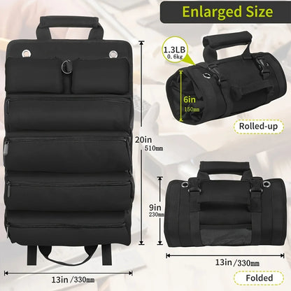 Roll-Up Tool Bag Organizer - Heavy-Duty Portable Tool Bag with 6 Detachable Pouches