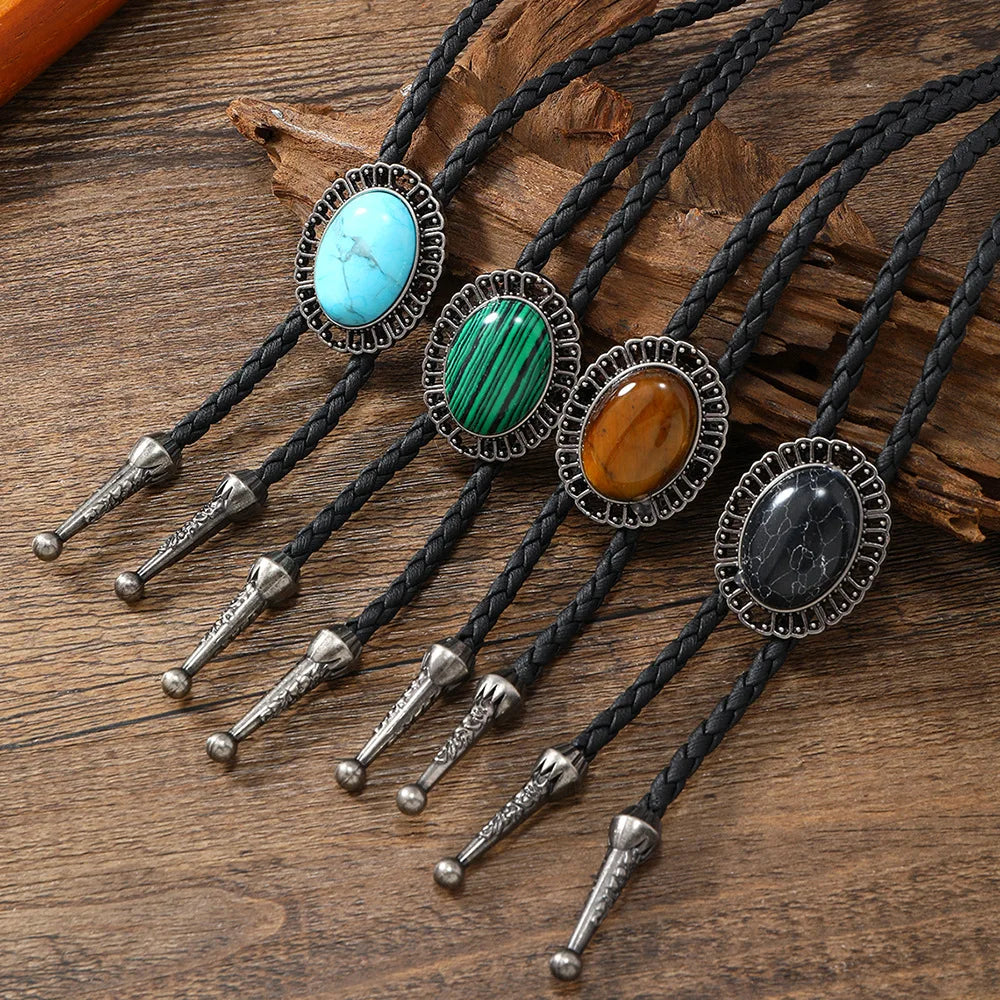 Golden Bolo Tie for Men – Adjustable Cowboy Garment Accessory with Bull Head Pendant, Western Style Necklace