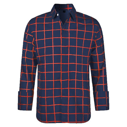 Men’s Plaid Long Sleeve Shirt - Casual 3D Printed Lapel Summer Shirt Unisex Fashion Top