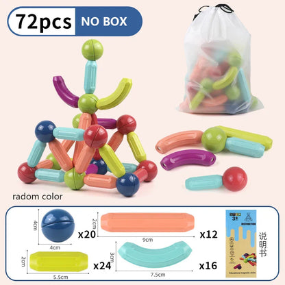 Magnetic Building Blocks Set – Montessori Educational Stick & Rod Constructor Toys for Kids Boys & Girls