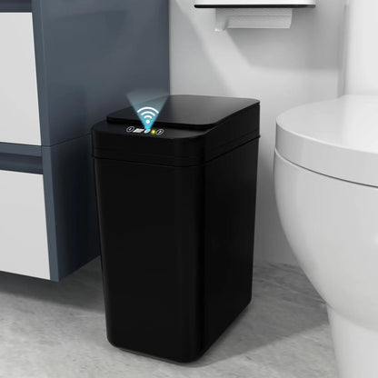 Touchless Automatic Bathroom Trash Can – Slim Motion Sensor Smart Garbage Bin with Lid for Bedroom, Office & Living Room