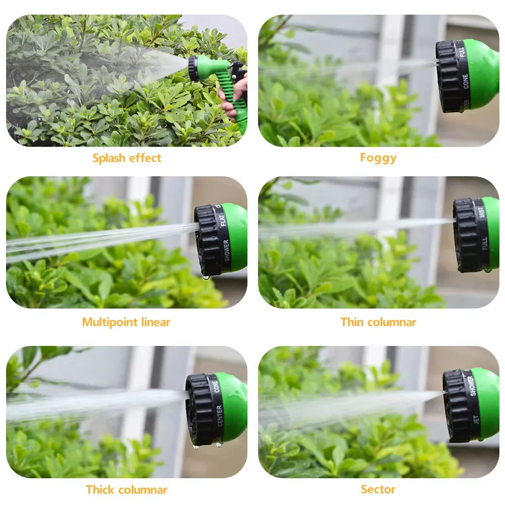 Expandable Magic Garden Hose with 7-Pattern Water Gun – Flexible Car Wash Sprayer & Foam Pot Irrigation Hose Reel Tool