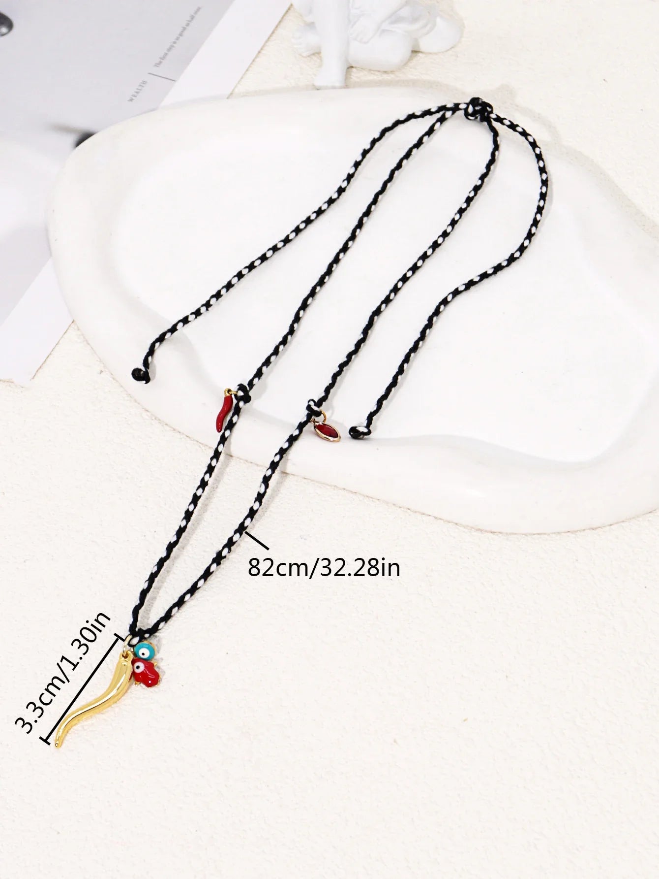 Colorful Cotton Rope Choker Necklace - Evil Eye Charm Pendant Jewelry for Women