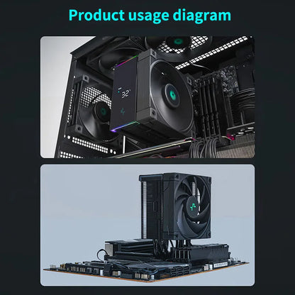 DeepCool AK500S Digital Display CPU Cooler - 5 Heat Pipes, 240W TDP, Compatible with LGA1700/1200/115X/AM4/AM5