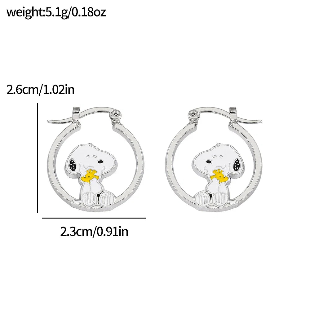 Snoopy Dog Earrings - Cute Puppy Cartoon Jewelry for Women, Anime Lover Holiday Gift