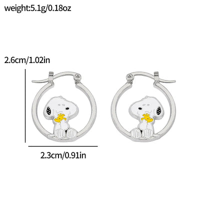 Snoopy Dog Earrings - Cute Puppy Cartoon Jewelry for Women, Anime Lover Holiday Gift