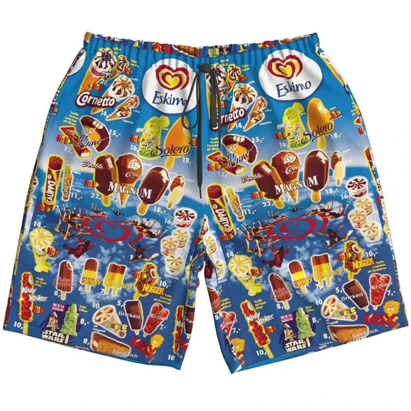 Men’s Ice Cream Hawaiian Shirt - Summer Beach Print Short Sleeve Casual Top with Original Design