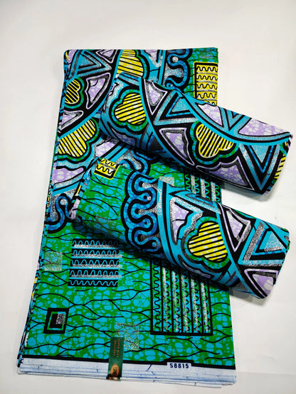 Grand Super Ankara Wax Fabric - Original 100% Cotton Glitter Batik Pagne 6 Yards Nigerian Party Dress Sewing Material