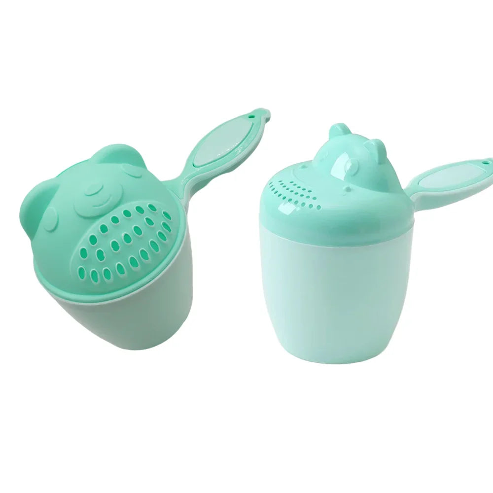 Baby Cartoon Bear Bath Cup - Cute Newborn Shower Rinse Spoon for Kids Shampoo & Bathing