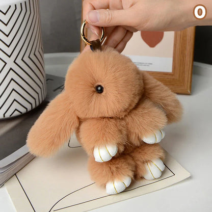 15cm Rabbit Fur Keychain – Fluffy Bunny Pendant for Women’s Bags, Car Keys & Decorative Accessories Gift