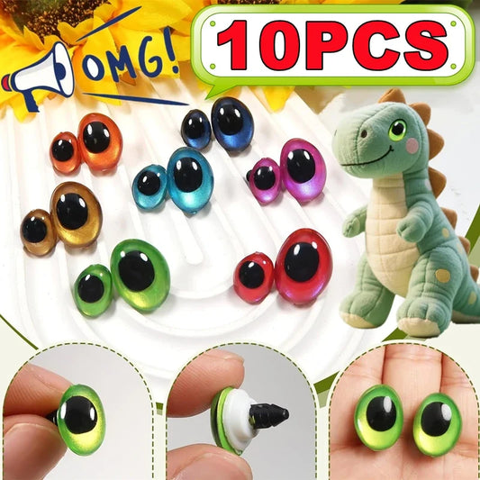 10PCS 3D Colorful Safety Eyes - Oval Crochet Doll Eyes for Amigurumi DIY Toy Making