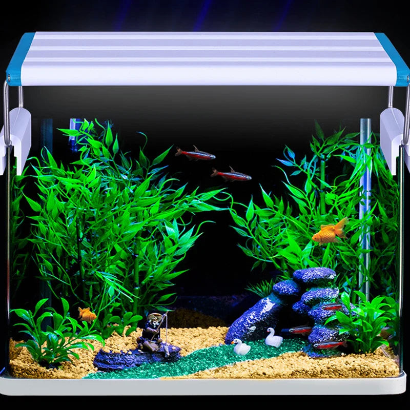 Aquarium LED Light – Super Slim Waterproof Clip Lamp for Fish Tank & Aquatic Plant Growth, Blue LED 18-75cm, 220V