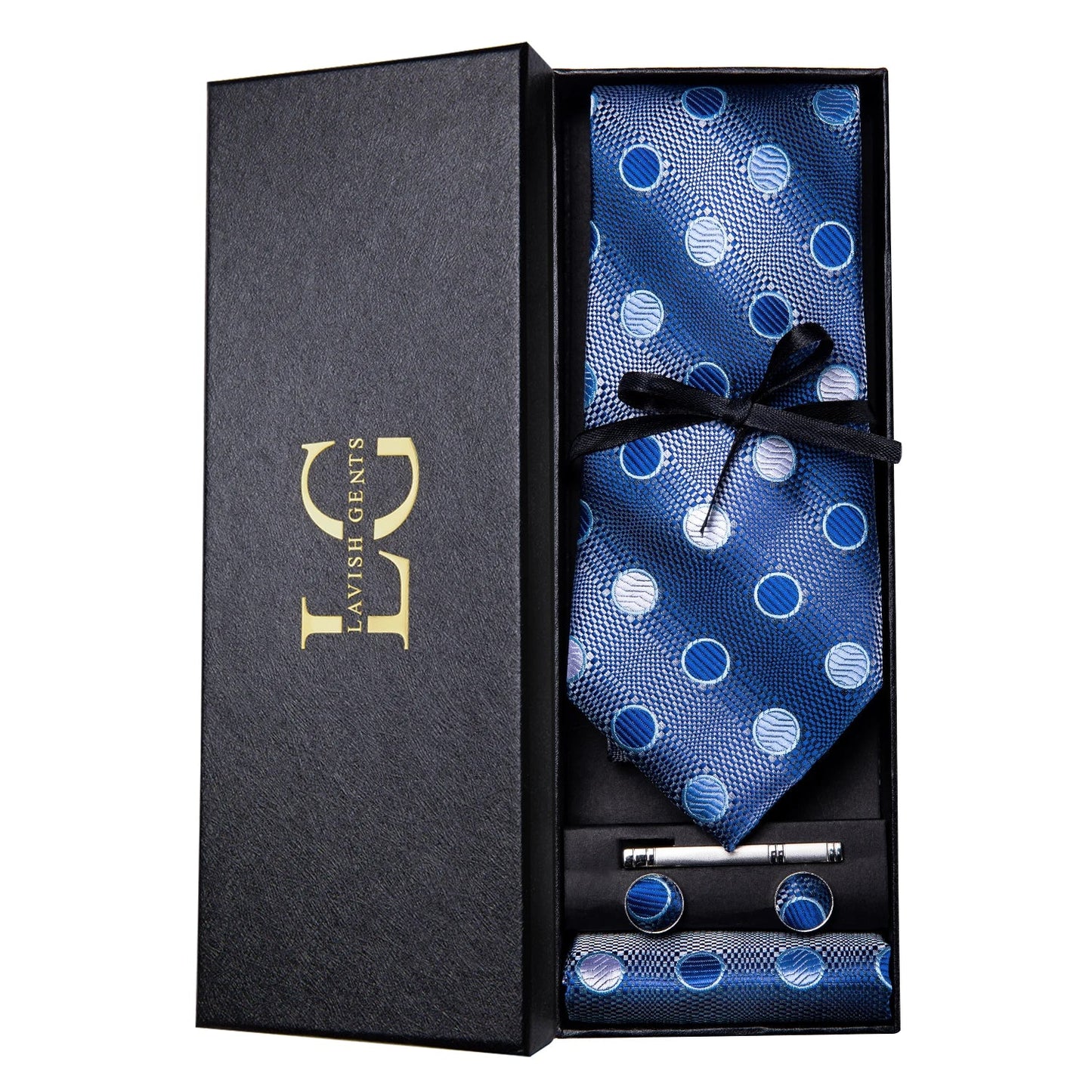 Hi-Tie Luxury Paisley Teal Green Tie Set - Men’s Classic Necktie with Handkerchief & Cufflinks Gift Box for Wedding & Formal Wear