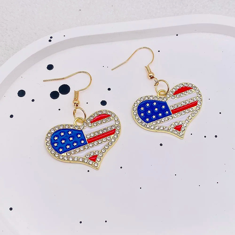 USA Flag Hat Wing Charms Earrings - Patriotic 4th of July Rainbow Flag Dangle Jewelry for Women & Girls