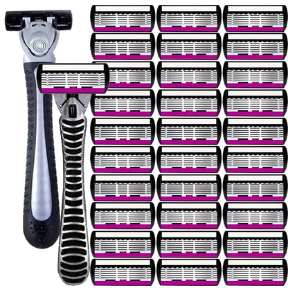 3/6/12PCS Men’s Safety Razor Blades - 6-Layer German Stainless Steel Shaving Cartridges Compatible with Mach Razors