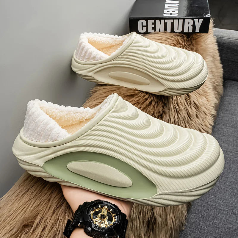 Unisex Winter Fluffy Slippers - Warm Cotton Indoor Home Shoes with Non Slip Sole