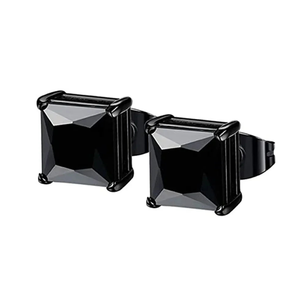 Unisex Stainless Steel Cubic Zirconia Stud Earrings Set (1–8 Pairs) – 6mm Minimalist Ear Piercing Jewelry for Men & Women