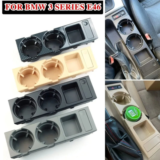 Double Hole Car Storage Box – Coin & Cup Holder for BMW E46 Series 1999-2006, Front Center Console, OEM 51168217953