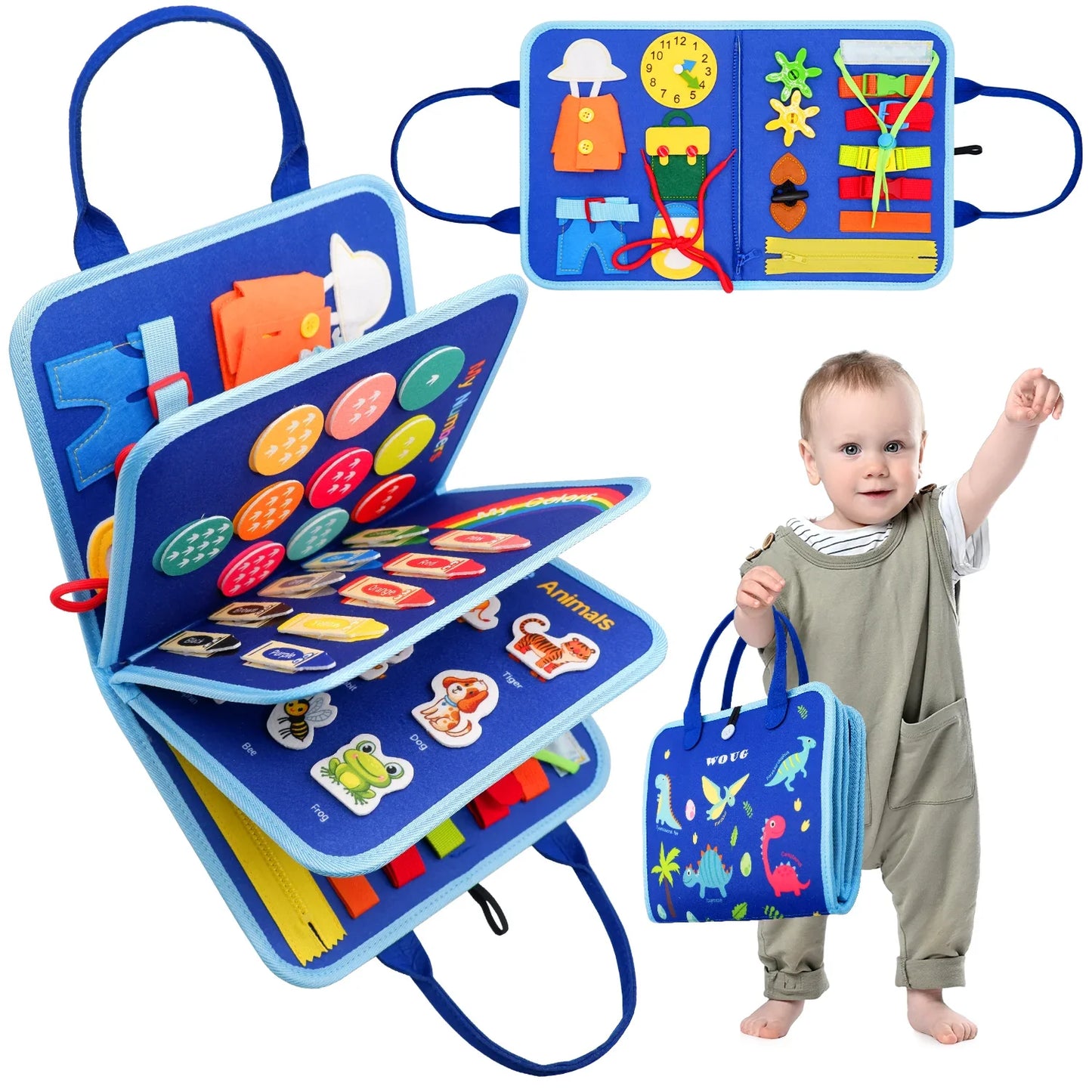 Montessori Toddler Busy Board – Educational Activity for Dress Motor Skills, Baby Learning Toy for Travel