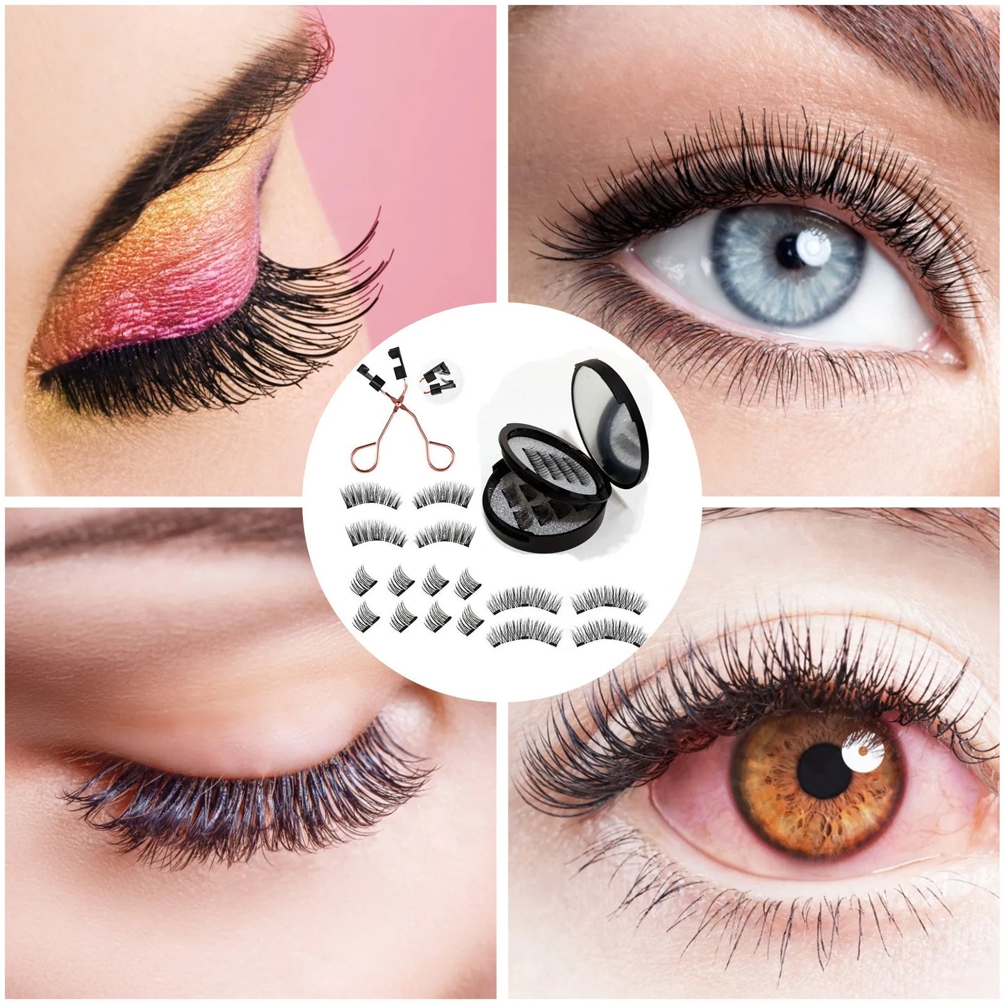 12PCS Magnetic False Eyelashes – Half Lashes Set with Double Box, Mirror & Applicator, Reusable Beauty Makeup