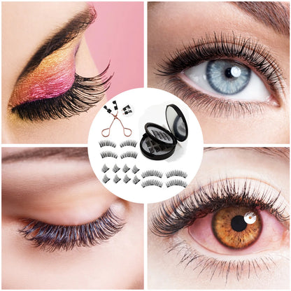 12PCS Magnetic False Eyelashes – Half Lashes Set with Double Box, Mirror & Applicator, Reusable Beauty Makeup