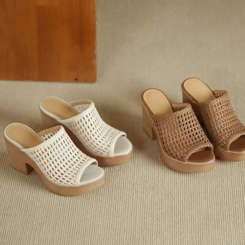 Women’s Platform High Heel Summer Sandals – Thick Sole Casual Slip-On Shoes