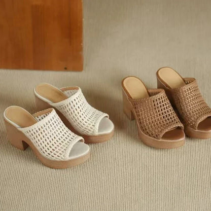 Women’s Platform High Heel Summer Sandals – Thick Sole Casual Slip-On Shoes